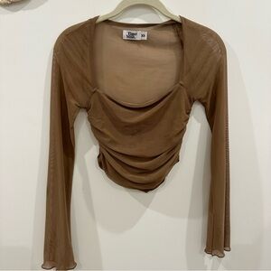 Tiger Mist Sheer Brown Long Sleeve Top